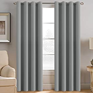 Blackout Curtains 52 X 96 Inch Long Set of 2 Panels Light Grey