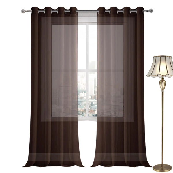 52*96 Brown Sheer grommet Curtains