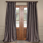 Exclusive Fabrics & Furnishing Blackout Faux Silk Taffeta Curtain Panel 96" Long Grey