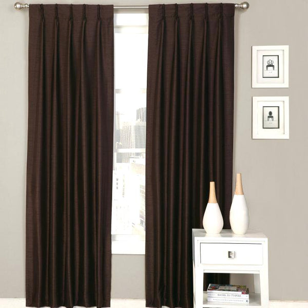 Pinch Pleated Lined Drapery Panels 144"w x 95"L Espresso sold as a Pair
